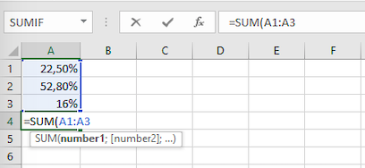 Menjumlahkan persentase di Excel