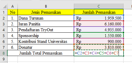 Kode Excel Pengurangan