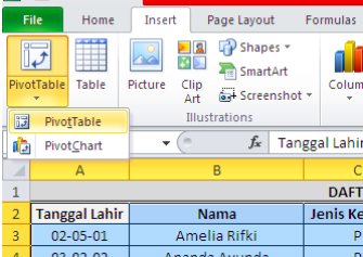 Rumus pivot table