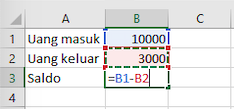 rumus pengurangan di excel